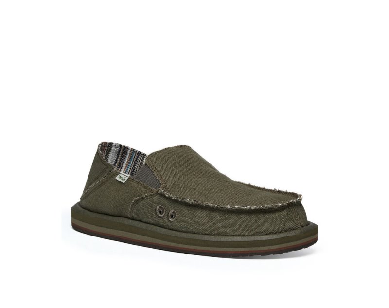 Chaussures Sanuk Vagabond Soft Top Hemp Collapsible Heel Homme - Vert Olive SGNTYB017